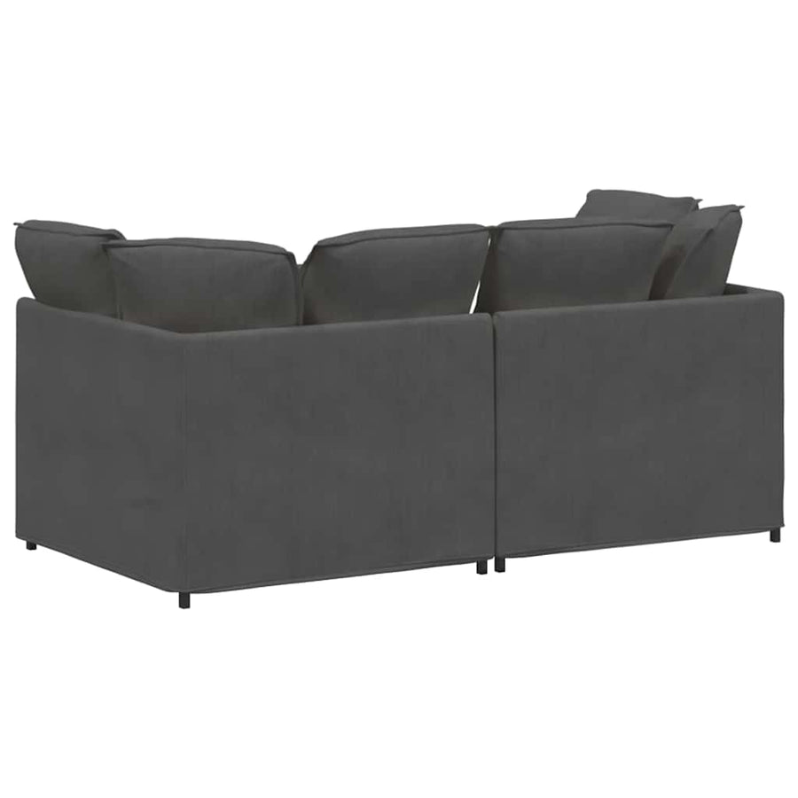 Modulaire Bank Met Kussens Corduroy Stof Donkergrijs