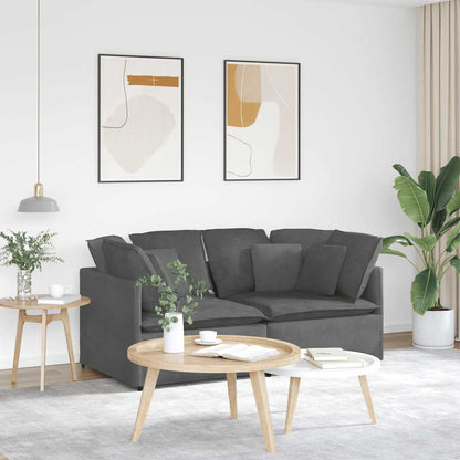 Modulaire Bank Met Kussens Corduroy Stof Donkergrijs