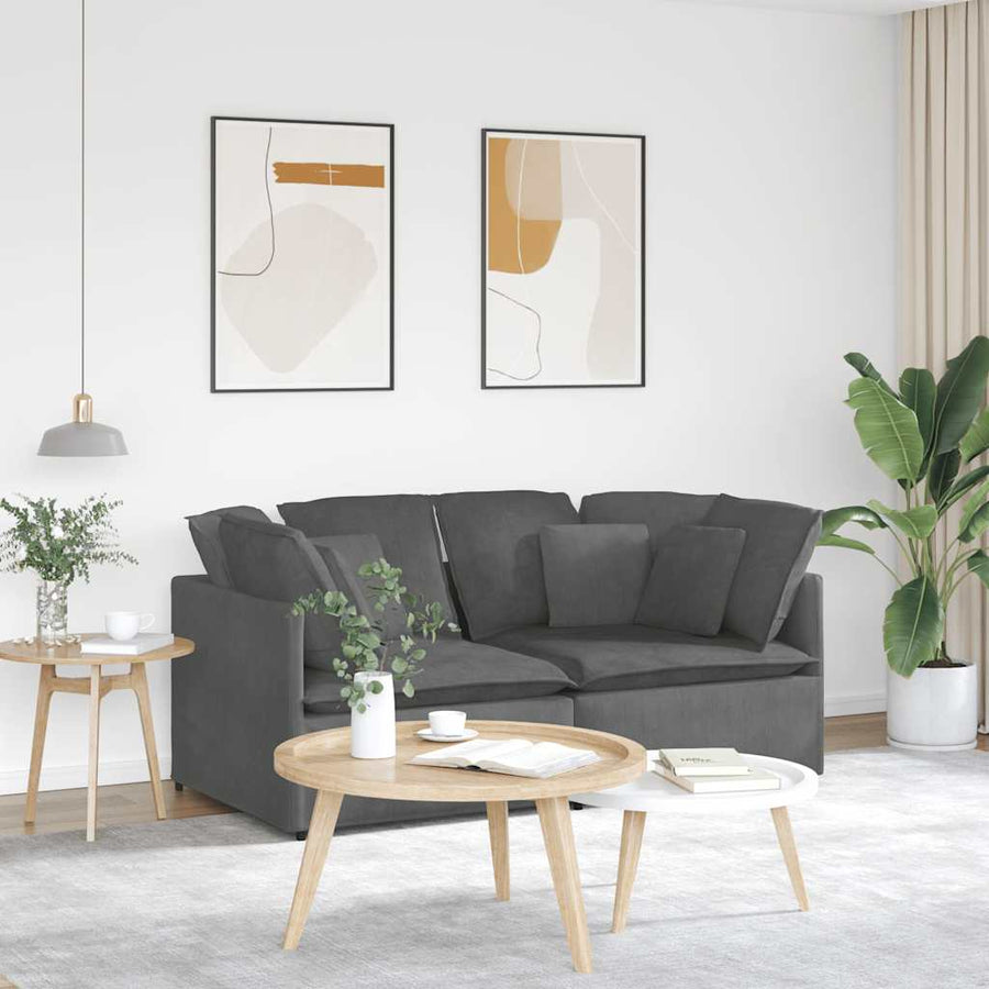 Modulaire Bank Met Kussens Corduroy Stof Donkergrijs