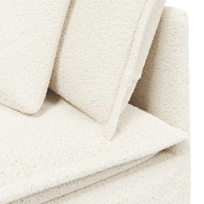 Modulaire Bank Met Kussens Gekrulde Wolachtige Stof Crème