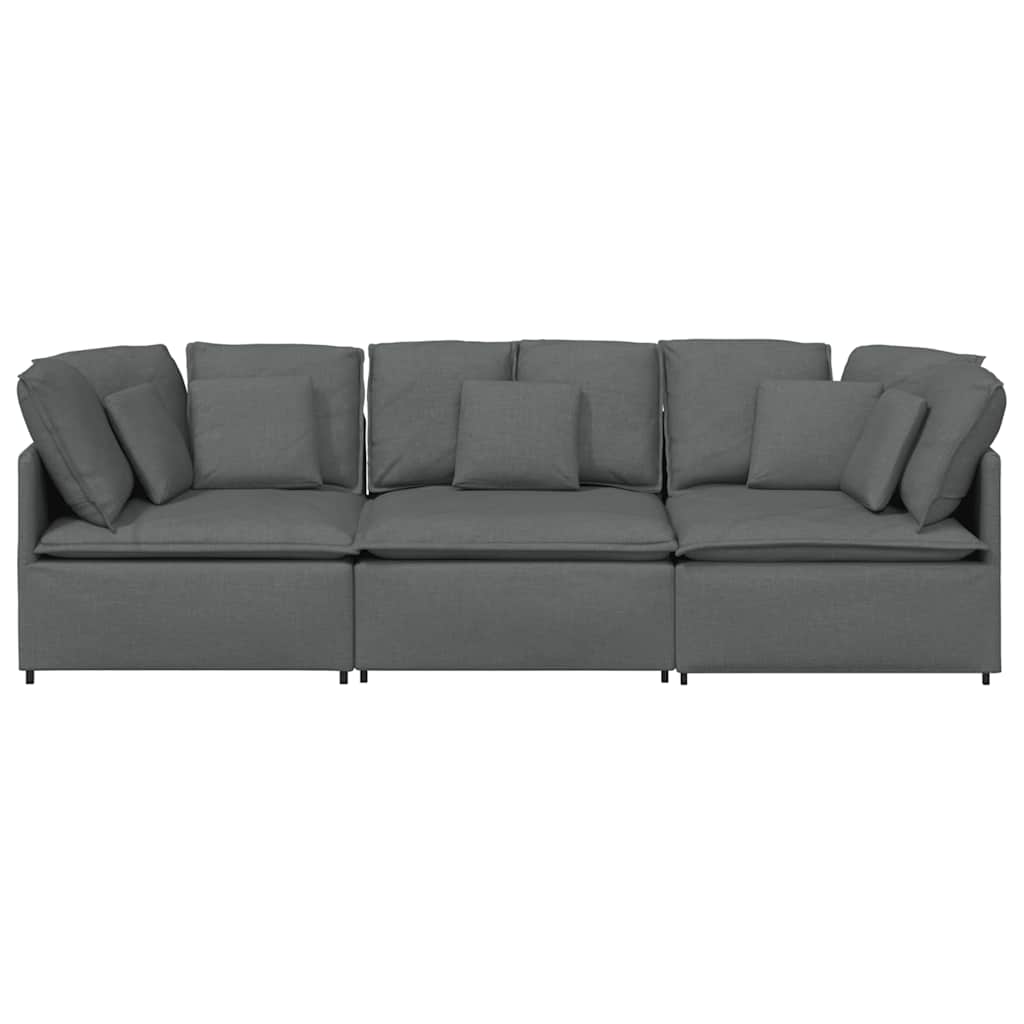 Modulaire bank met kussens stof donkergrijs