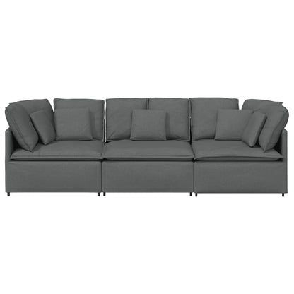 Modulaire bank met kussens stof donkergrijs