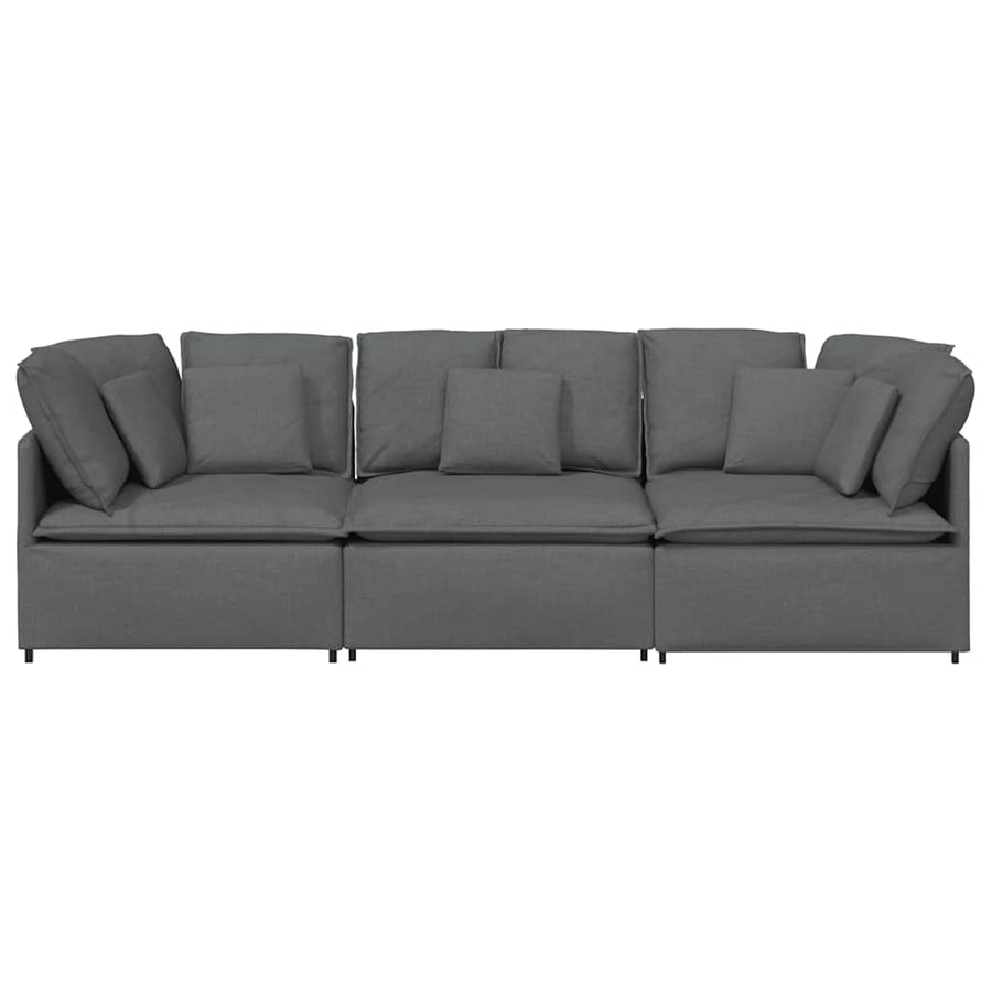 Modulaire bank met kussens stof donkergrijs