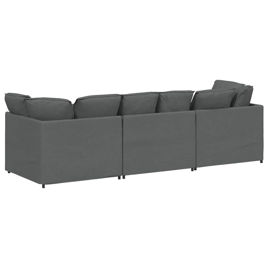 Modulaire bank met kussens stof donkergrijs