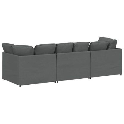 Modulaire bank met kussens stof donkergrijs