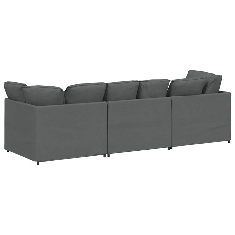 Modulaire bank met kussens stof donkergrijs