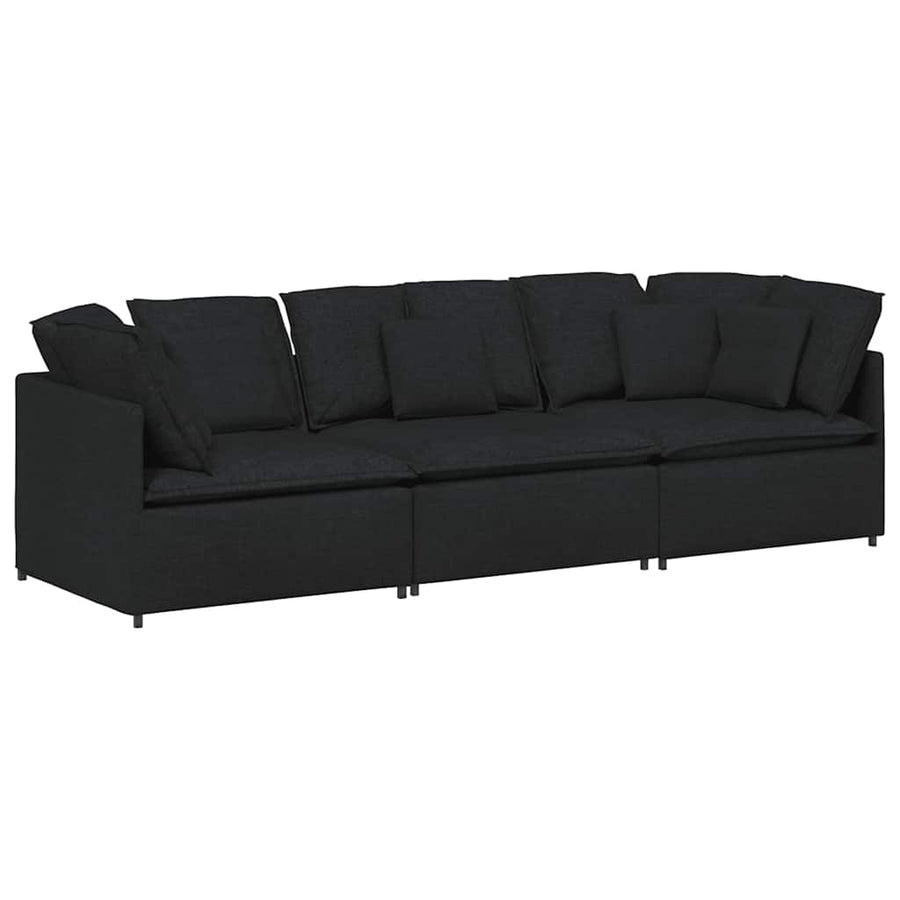 Modulaire Bank Met Kussens Stof Zwart