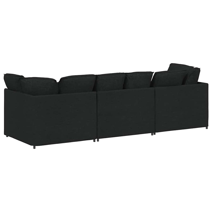 Modulaire Bank Met Kussens Stof Zwart