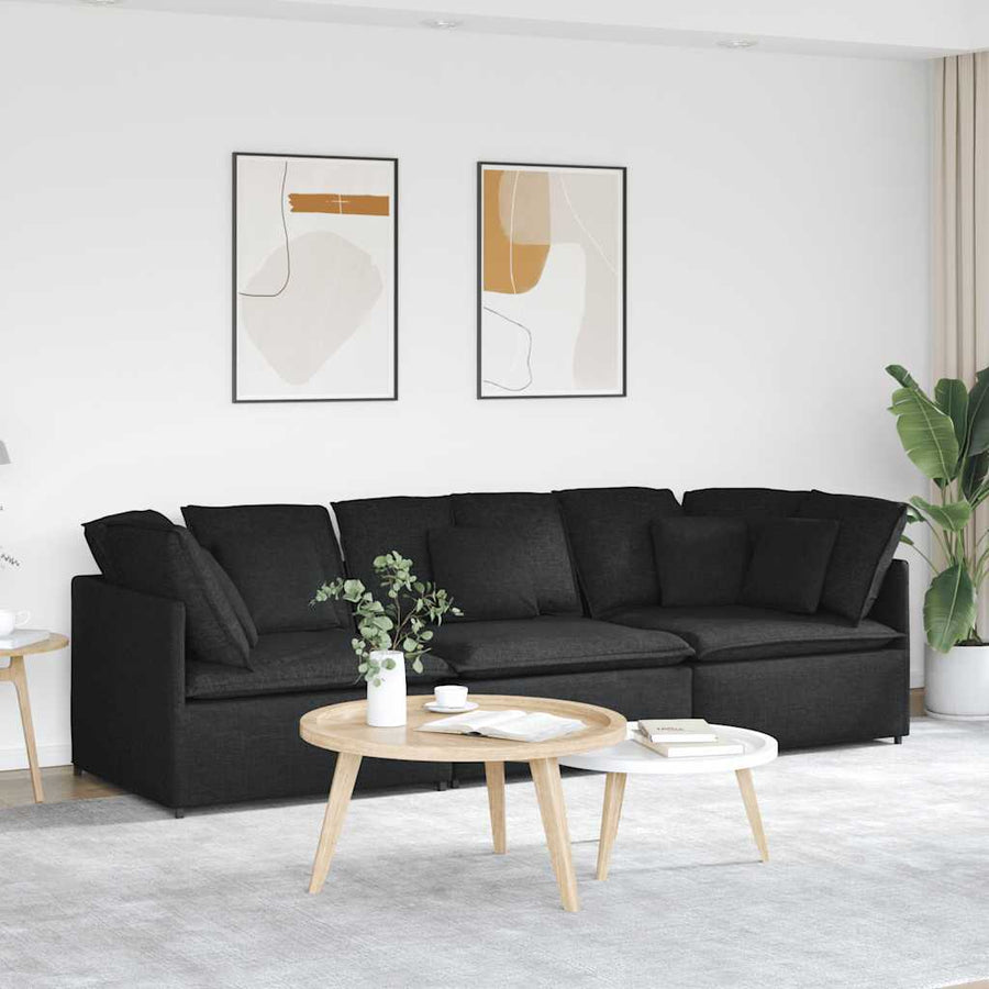 Modulaire Bank Met Kussens Stof Zwart