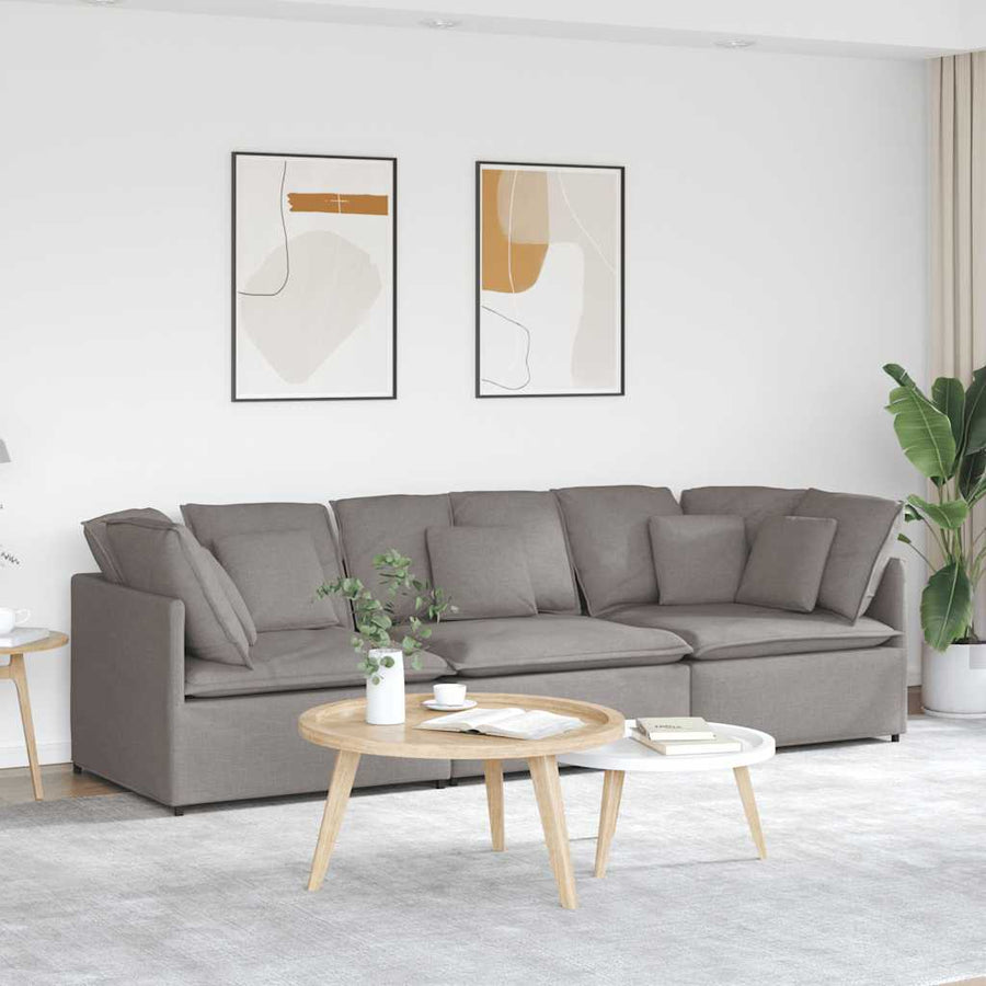 Modulaire Bank Met Kussens Stof Taupe