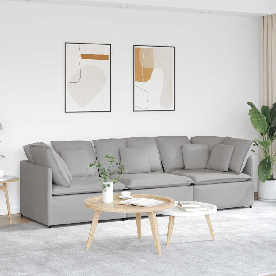 Modulaire Bank Met Kussens Stof Wolk Grijs Wolkengrijs