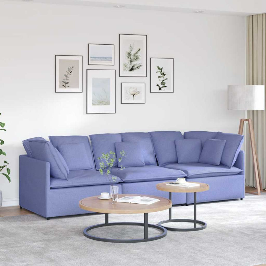 Modulaire Bank Met Kussens Stof Jeansblauw