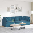 Modular Sofa With Velvet Cushions Blue