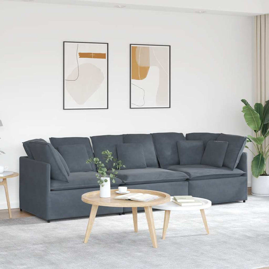 Modulaire Bank Met Kussens Fluweel Donkergrijs