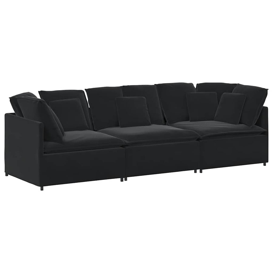Modulaire Bank Met Kussens Fluweel Zwart