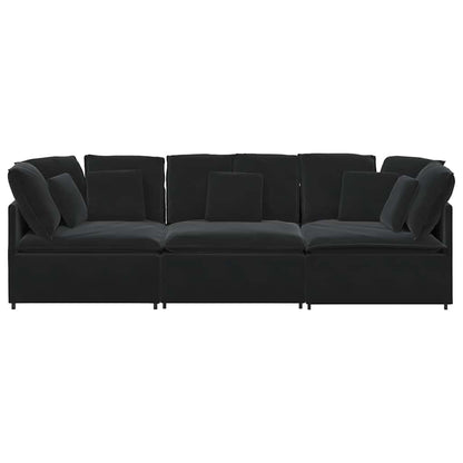 Modulaire Bank Met Kussens Fluweel Zwart
