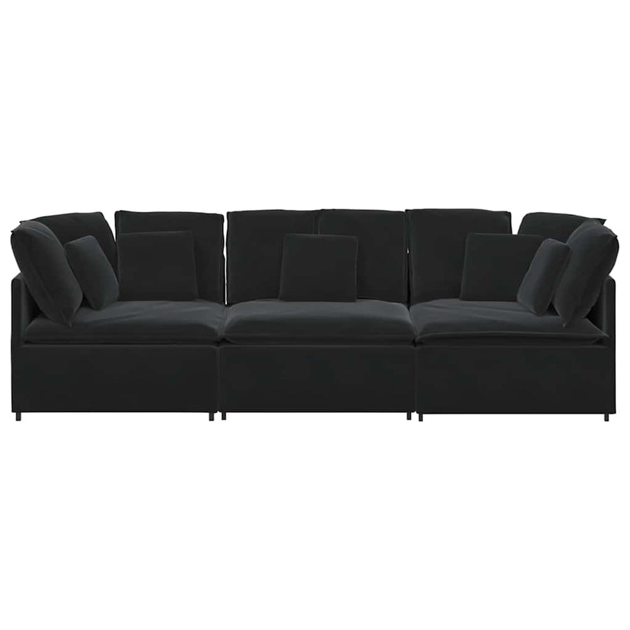 Modulaire Bank Met Kussens Fluweel Zwart
