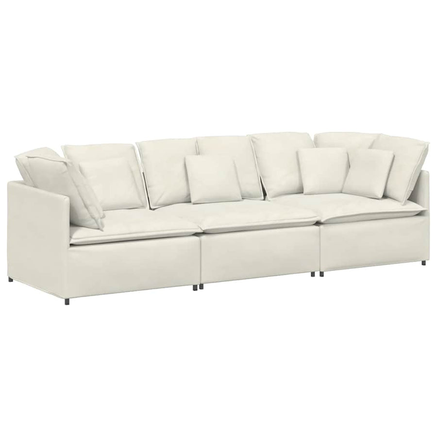 Modulaire bank met kussens fluweel crèmekleurig