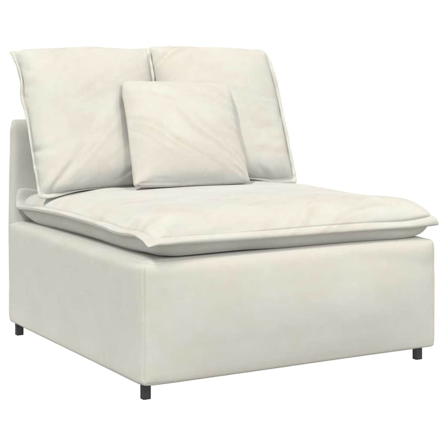 Modulaire bank met kussens fluweel crèmekleurig