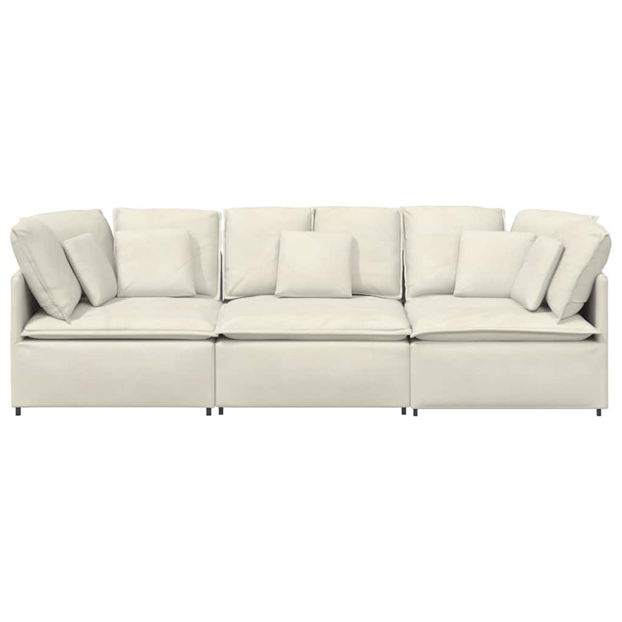 Modulaire bank met kussens fluweel crèmekleurig