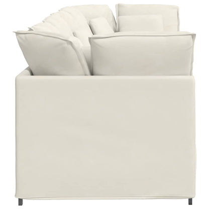 Modulaire bank met kussens fluweel crèmekleurig