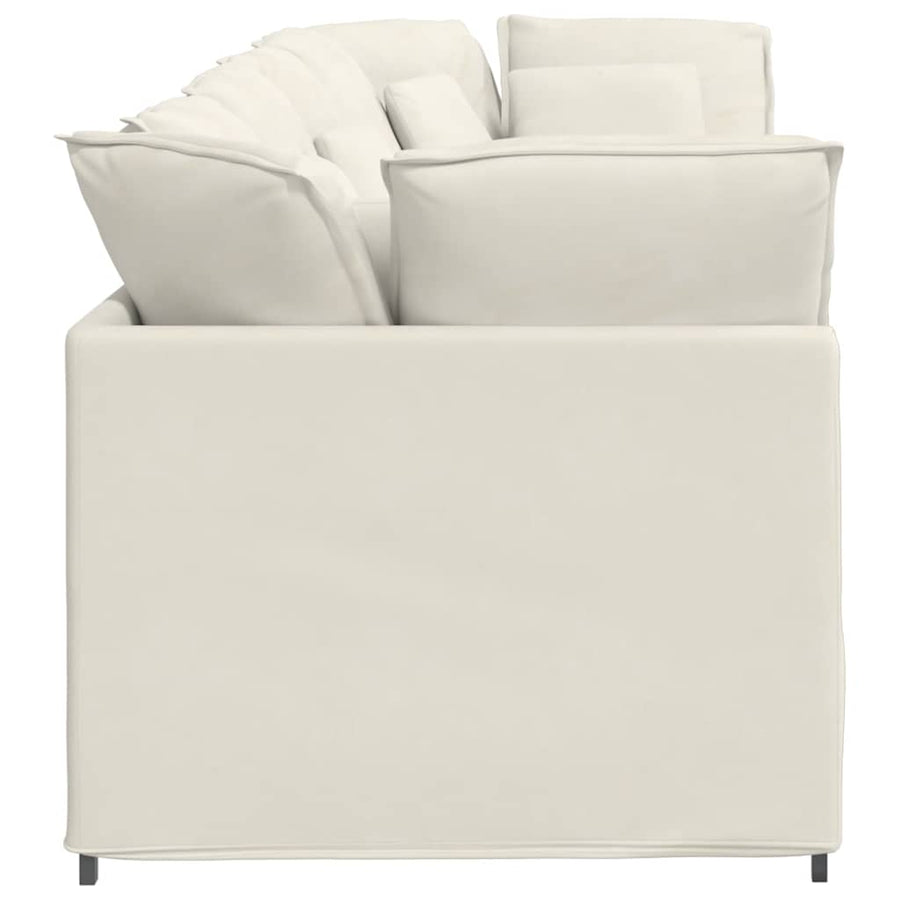 Modulaire bank met kussens fluweel crèmekleurig