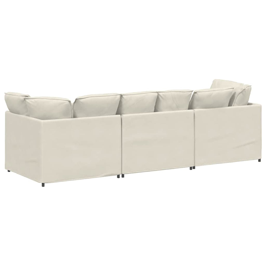 Modulaire bank met kussens fluweel crèmekleurig