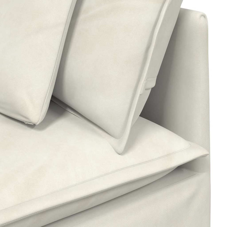 Modulaire bank met kussens fluweel crèmekleurig