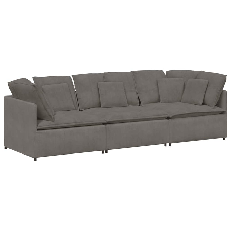 Modulaire Bank Met Kussens Corduroy Stof Lichtgrijs
