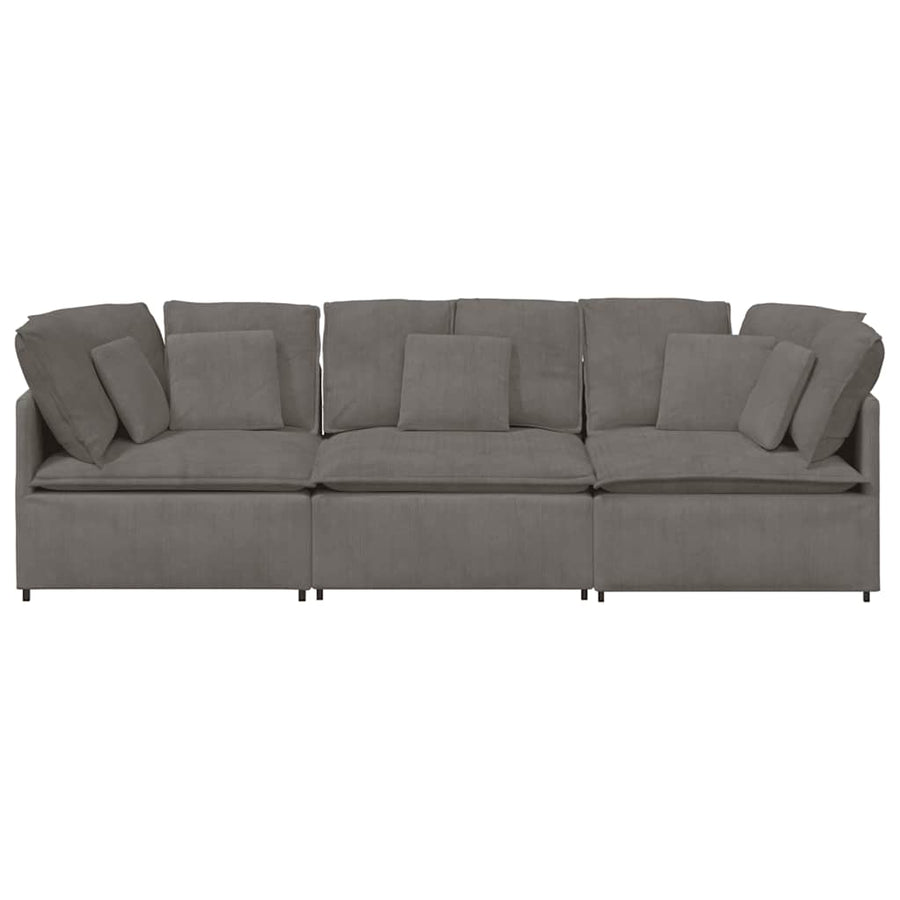 Modulaire Bank Met Kussens Corduroy Stof Lichtgrijs