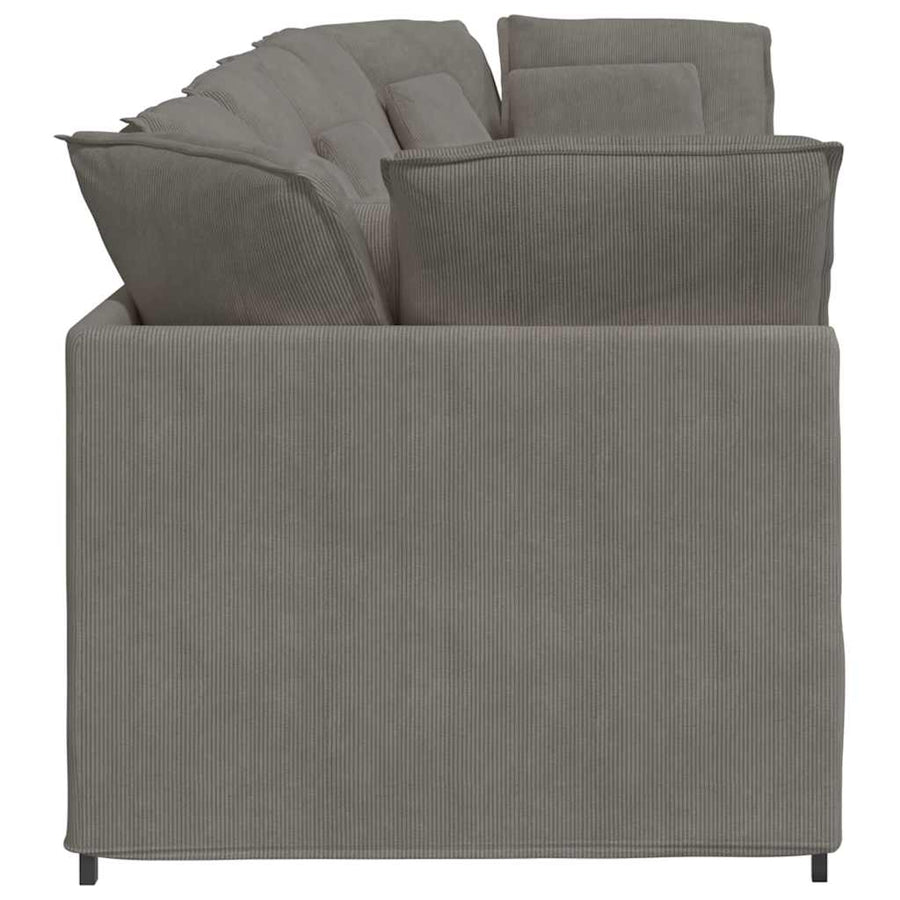 Modulaire Bank Met Kussens Corduroy Stof Lichtgrijs