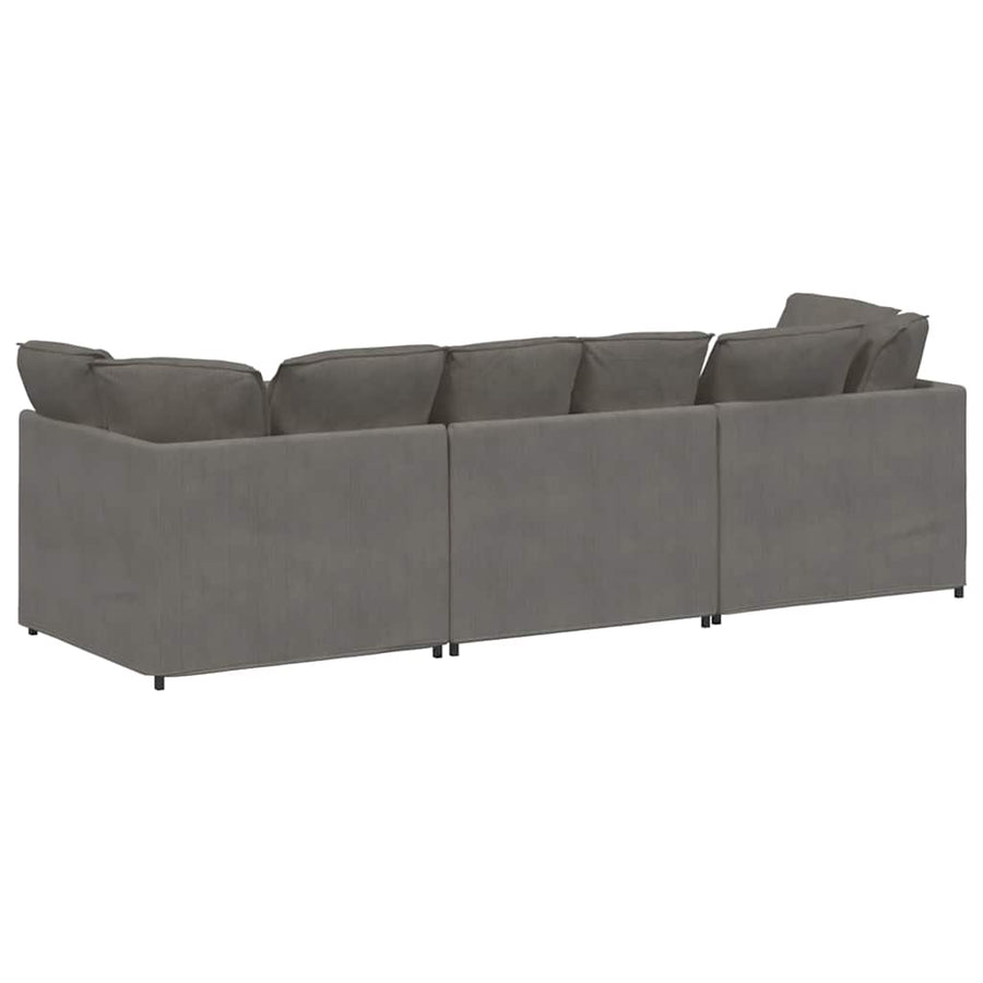 Modulaire Bank Met Kussens Corduroy Stof Lichtgrijs