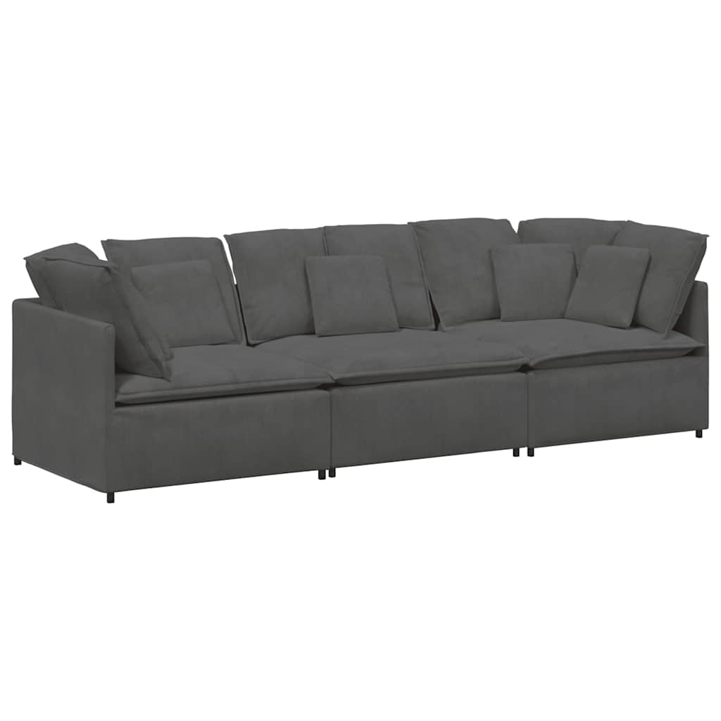 Modulaire Bank Met Kussens Corduroy Stof Donkergrijs