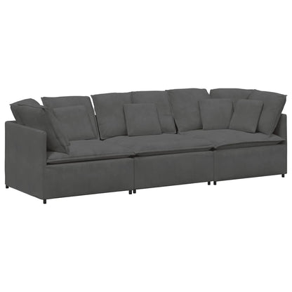 Modulaire Bank Met Kussens Corduroy Stof Donkergrijs