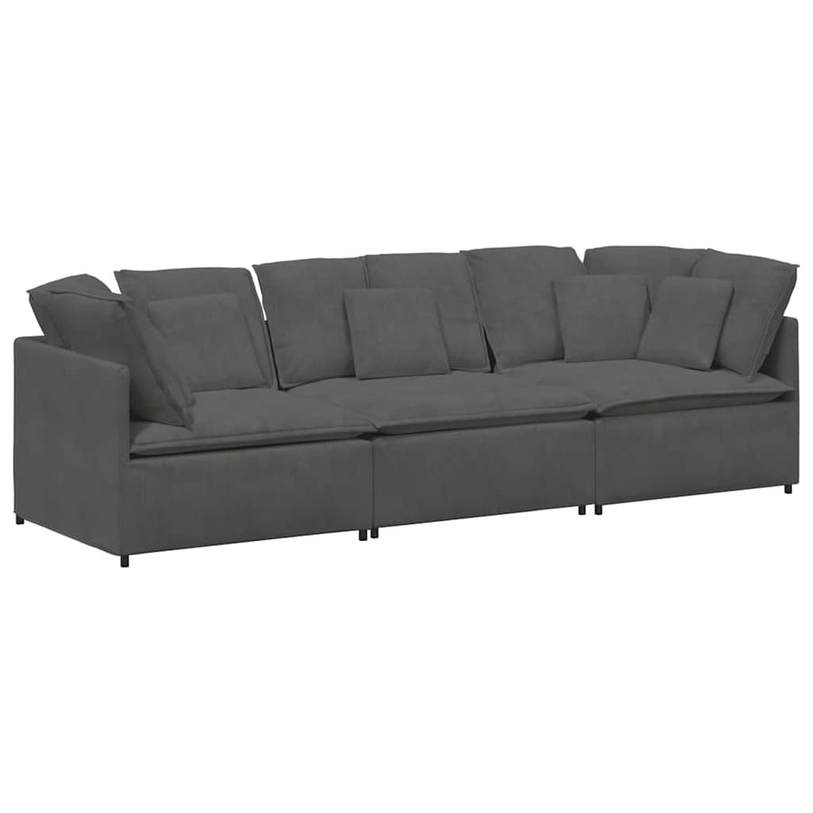 Modulaire Bank Met Kussens Corduroy Stof Donkergrijs