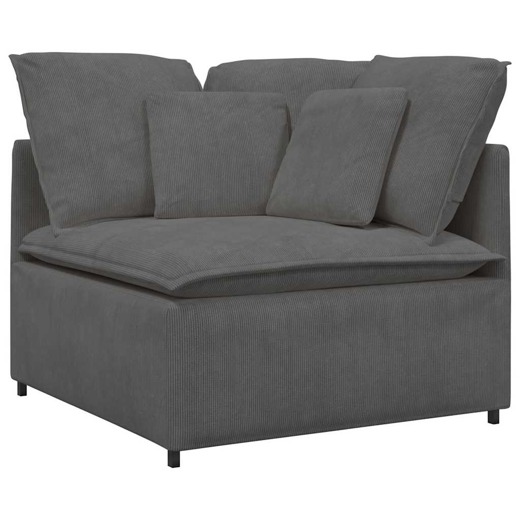 Modulaire Bank Met Kussens Corduroy Stof Donkergrijs
