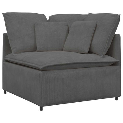 Modulaire Bank Met Kussens Corduroy Stof Donkergrijs