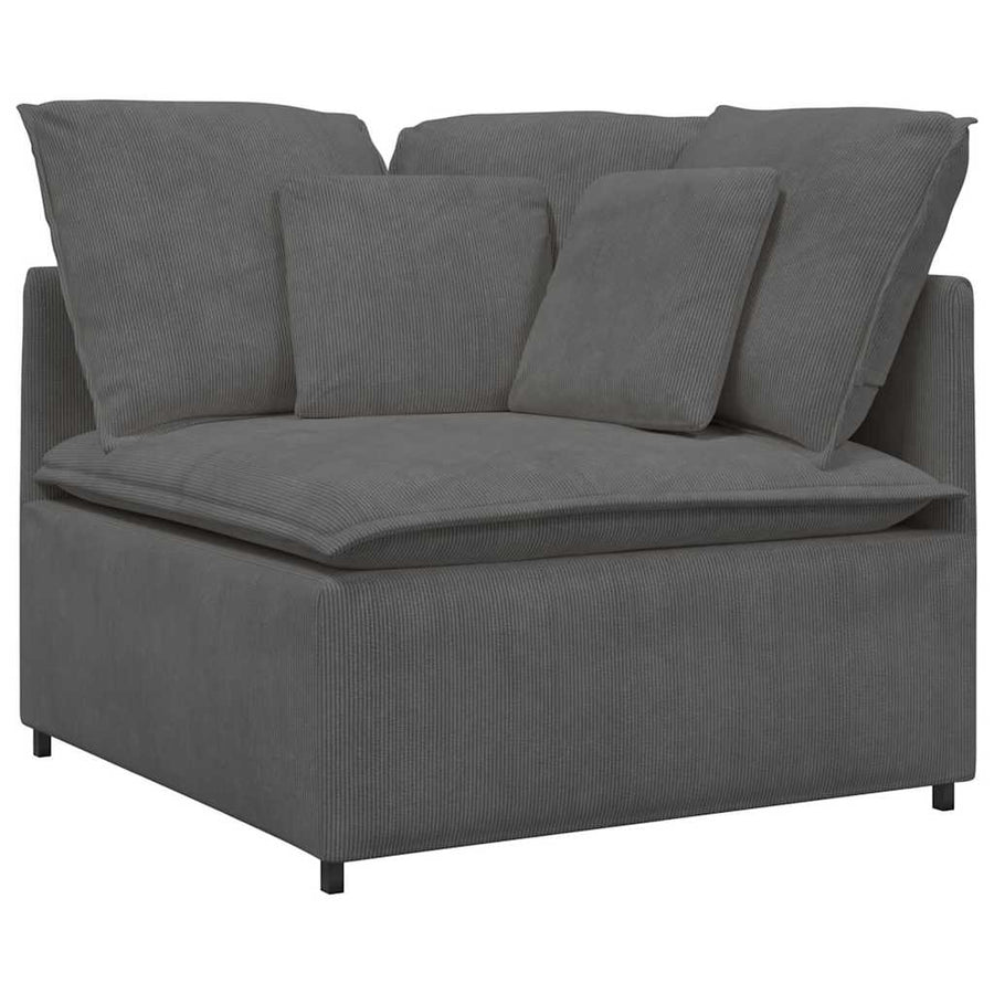 Modulaire Bank Met Kussens Corduroy Stof Donkergrijs