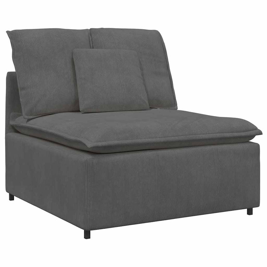 Modulaire Bank Met Kussens Corduroy Stof Donkergrijs