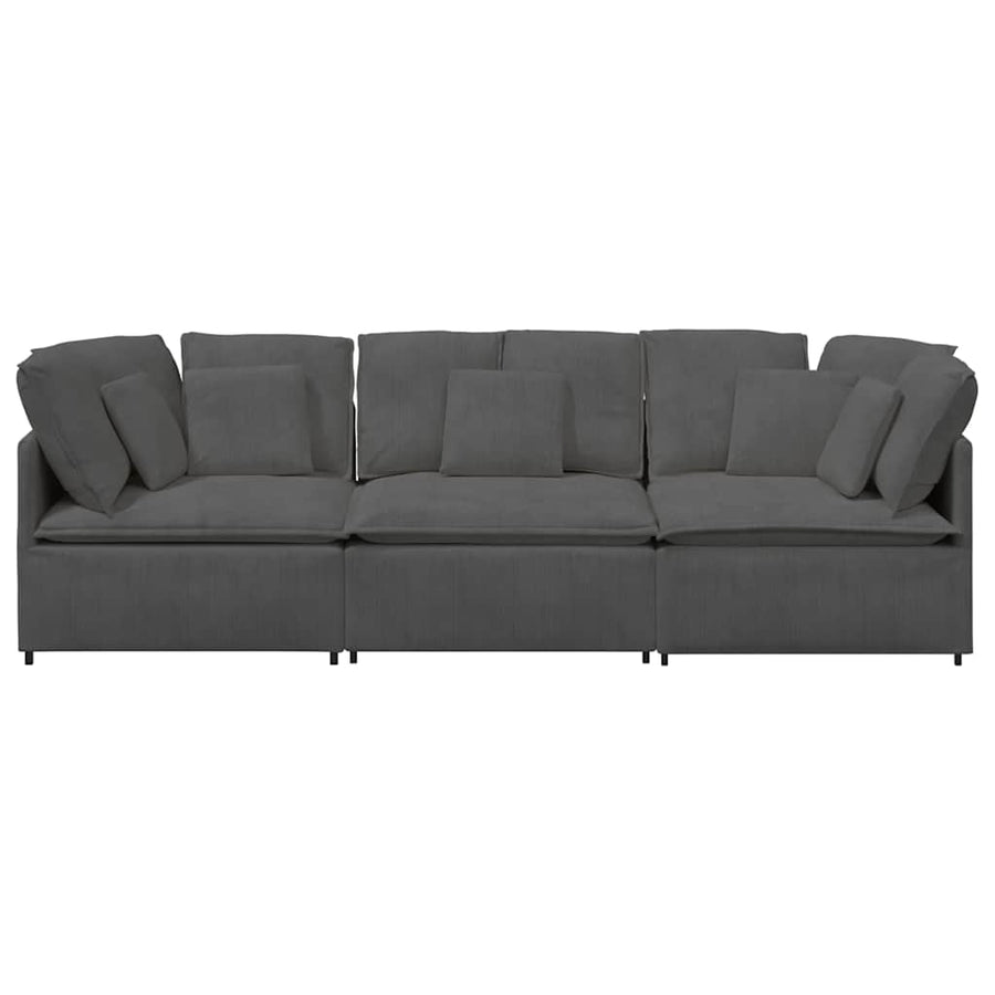 Modulaire Bank Met Kussens Corduroy Stof Donkergrijs