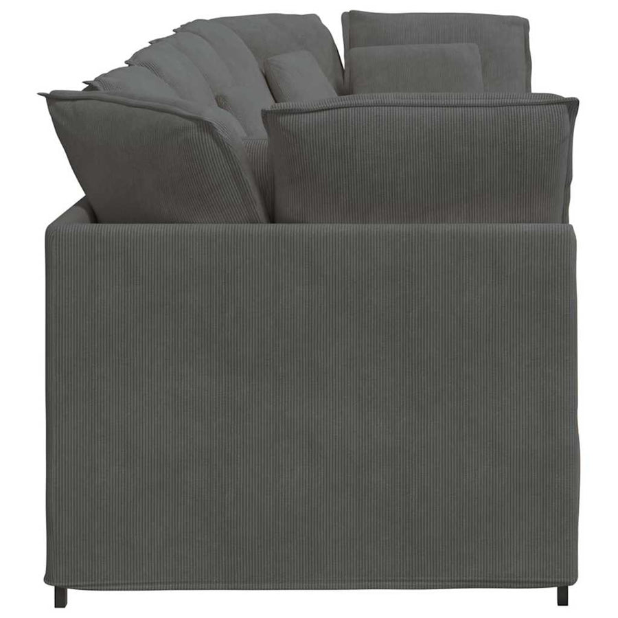 Modulaire Bank Met Kussens Corduroy Stof Donkergrijs