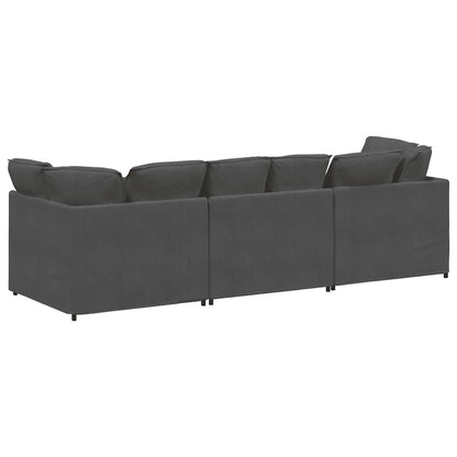 Modulaire Bank Met Kussens Corduroy Stof Donkergrijs