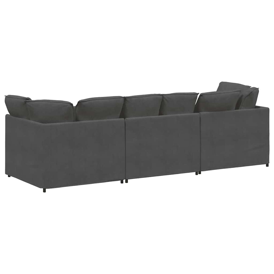 Modulaire Bank Met Kussens Corduroy Stof Donkergrijs