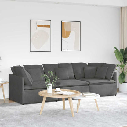 Modulaire Bank Met Kussens Corduroy Stof Donkergrijs