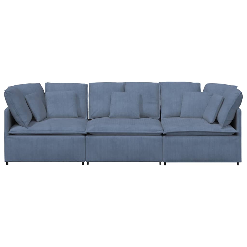 Modulaire Bank Met Kussens Corduroy Stof Blauw