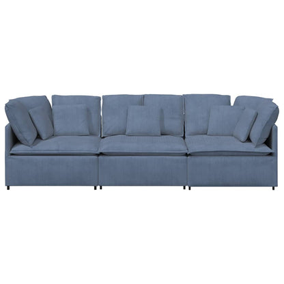Modulaire Bank Met Kussens Corduroy Stof Blauw