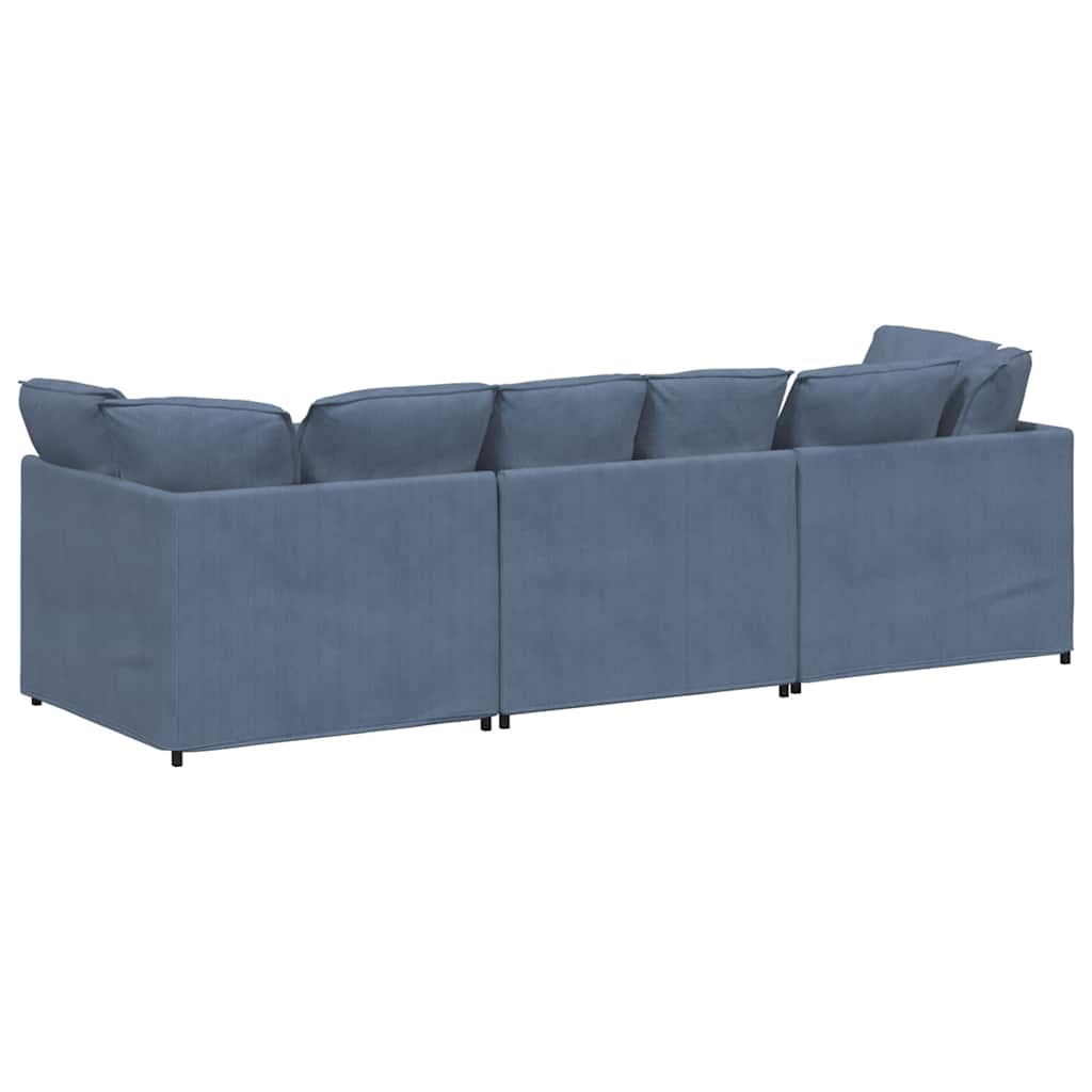 Modulaire Bank Met Kussens Corduroy Stof Blauw