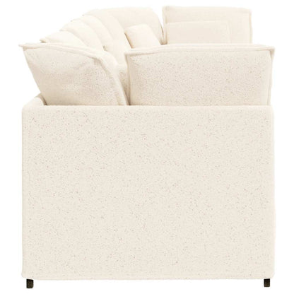 Modulaire Bank Met Kussens Gekrulde Wolachtige Stof Crème