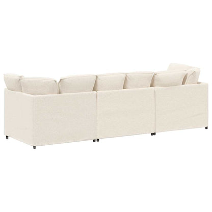 Modulaire Bank Met Kussens Gekrulde Wolachtige Stof Crème