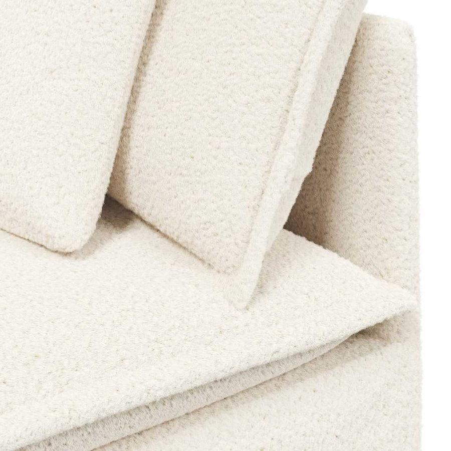 Modulaire Bank Met Kussens Gekrulde Wolachtige Stof Crème